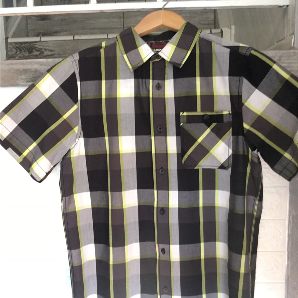 Button down boy’s plaid shirt